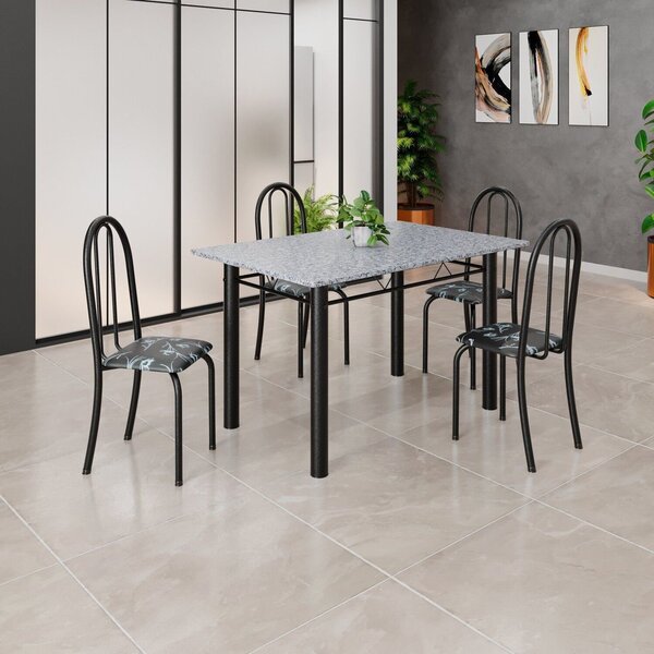 Conjunto De Mesa Tubular 120cm X 75cm Tampo Com 4 Cadeiras Pr