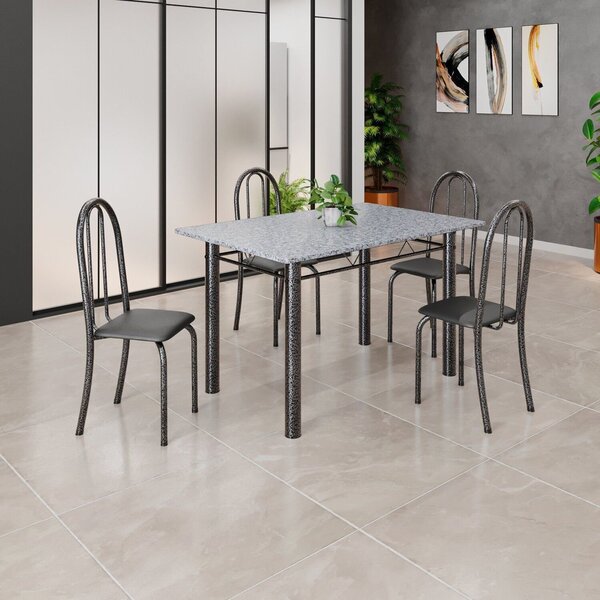 Conjunto De Mesa Tubular 120cm X 75cm Tampo Com 4 Cadeiras Pr