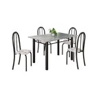 Conjunto De Mesa Tubular 120cm X 75cm Tampo Em Granito Topázi