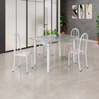 Conjunto De Mesa Tubular 120cm X 75cm Tampo Em Granito Topázi