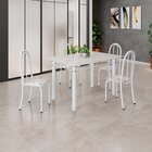 Conjunto De Mesa Tubular 120cm X 75cm Tampo Em Vidro Com 4 Ca