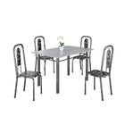 Conjunto De Mesa Tubular 120cm X 75cm Tampo Granito Ocre Com