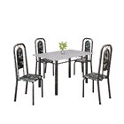 Conjunto De Mesa Tubular 120cm X 75cm Tampo Granito Ocre Com