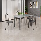 Conjunto De Mesa Tubular 120x75cm Tampo Em Granito Topázio Co