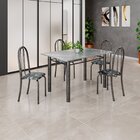 Conjunto De Mesa Tubular 120x75cm Tampo Em Granito Topázio Co