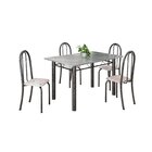 Conjunto De Mesa Tubular 120x75cm Tampo Em Granito Topázio Co