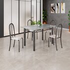 Conjunto De Mesa Tubular 120x75cm Tampo Em Granito Topázio Co
