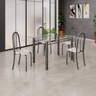 Conjunto De Mesa Tubular 120x75cm Tampo Em Vidro Com 4 Cadeir
