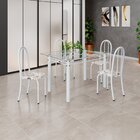 Conjunto De Mesa Tubular 120x75cm Tampo Em Vidro Com 4 Cadeir