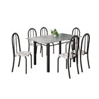 Conjunto De Mesa Tubular 140cm X75 Cm Tampo Em Granito Topázi