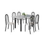 Conjunto De Mesa Tubular 140cm X 75cm Tampo Em Granito Ocre C