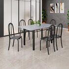 Conjunto De Mesa Tubular 140cm X 75cm Tampo Em Granito Ocre C