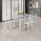 Conjunto De Mesa Tubular 140cm X 75cm Tampo Em Granito Ocre C