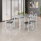 Conjunto De Mesa Tubular 140cm X 75cm Tampo Em Granito Topázi