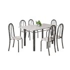 Conjunto De Mesa Tubular 140cm X 75cm Tampo Em Vidro Com 6 Ca