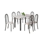 Conjunto De Mesa Tubular 140cm X 75cm Tampo Em Vidro Com 6 Ca