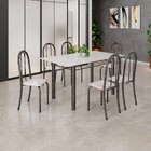 Conjunto De Mesa Tubular 140cm X 75cm Tampo Em Vidro Com 6 Ca