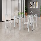 Conjunto De Mesa Tubular 140cm X 75cm Tampo Em Vidro Incolor