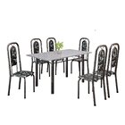 Conjunto De Mesa Tubular 140cm X 75cm Tampo Granito Ocre Com