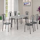 Conjunto De Mesa Tubular 140cm X 75cm Tampo Granito Topázio C