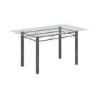 Conjunto De Mesa Tubular 140x75cm Tampo Em Vidro Incolor Com