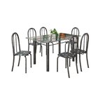 Conjunto De Mesa Tubular 140x75cm Tampo Em Vidro Incolor Com