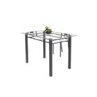Conjunto De Mesa Tubular 4 Cadeiras 120cm Com Tampo De Vidro
