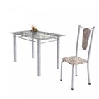Conjunto De Mesa Tubular 4 Cadeiras 120cm Com Tampo De Vidro