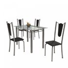 Conjunto De Mesa Tubular 4 Cadeiras 120cm Com Tampo De Vidro