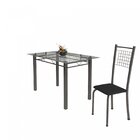 Conjunto De Mesa Tubular 4 Cadeiras 120cm Com Tampo De Vidro