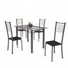 Conjunto De Mesa Tubular 4 Cadeiras 120cm Com Tampo De Vidro