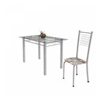 Conjunto De Mesa Tubular 4 Cadeiras 120cm Com Tampo De Vidro