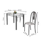 Conjunto De Mesa Tubular 4 Cadeiras 120cm Com Tampo De Vidro