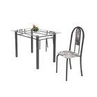 Conjunto De Mesa Tubular 4 Cadeiras 120cm Com Tampo De Vidro