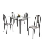 Conjunto De Mesa Tubular 4 Cadeiras 120cm Com Tampo De Vidro