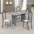 Conjunto De Mesa Tubular 4 Cadeiras 120x75cm Mart Prata Com T