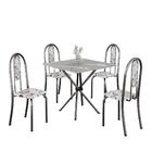 Conjunto De Mesa Tubular 4 Cadeiras 70x70cm Mart Prata Com Ta