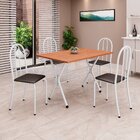 Conjunto De Mesa Tubular 62 100x60cm Tampo Em Mdf Com 4 Cadei