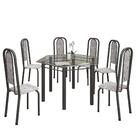 Conjunto De Mesa Tubular 6 Cadeiras 130x112cm Mart Prata Com