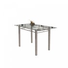 Conjunto De Mesa Tubular 6 Cadeiras 140cm Com Tampo De Vidro