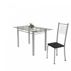 Conjunto De Mesa Tubular 6 Cadeiras 140cm Com Tampo De Vidro