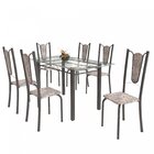Conjunto De Mesa Tubular 6 Cadeiras 140cm Com Tampo De Vidro