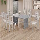 Conjunto De Mesa Tubular 6 Cadeiras 140x75cm Mart Perola Com