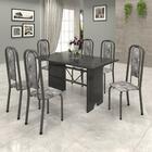 Conjunto De Mesa Tubular 6 Cadeiras 140x75cm Mart Prata Com T