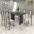 Conjunto De Mesa Tubular 6 Cadeiras 140x75cm Mart Prata Com T