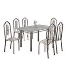 Conjunto De Mesa Tubular 6 Cadeiras 140x75cm Mart Prata Com T
