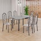 Conjunto De Mesa Tubular 6 Cadeiras 140x75cm Mart Prata Com T