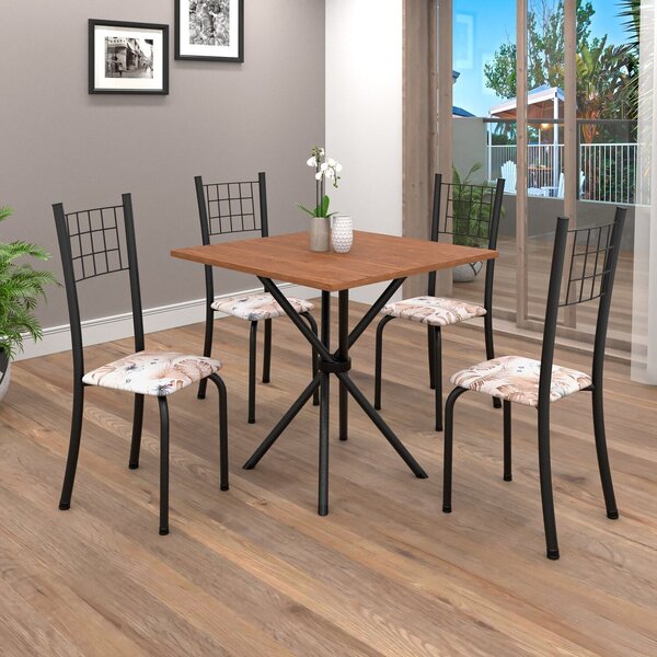 Conjunto De Mesa Tubular 70cm X 70cm Tampo Em Mdf Com 4 Cadei