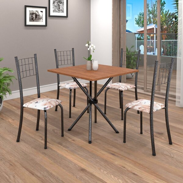 Conjunto De Mesa Tubular 70cm X 70cm Tampo Em Mdf Com 4 Cadei
