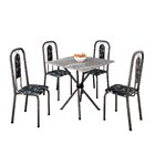 Conjunto De Mesa Tubular 70cm X 70cm Tampo Granito Topázio Co